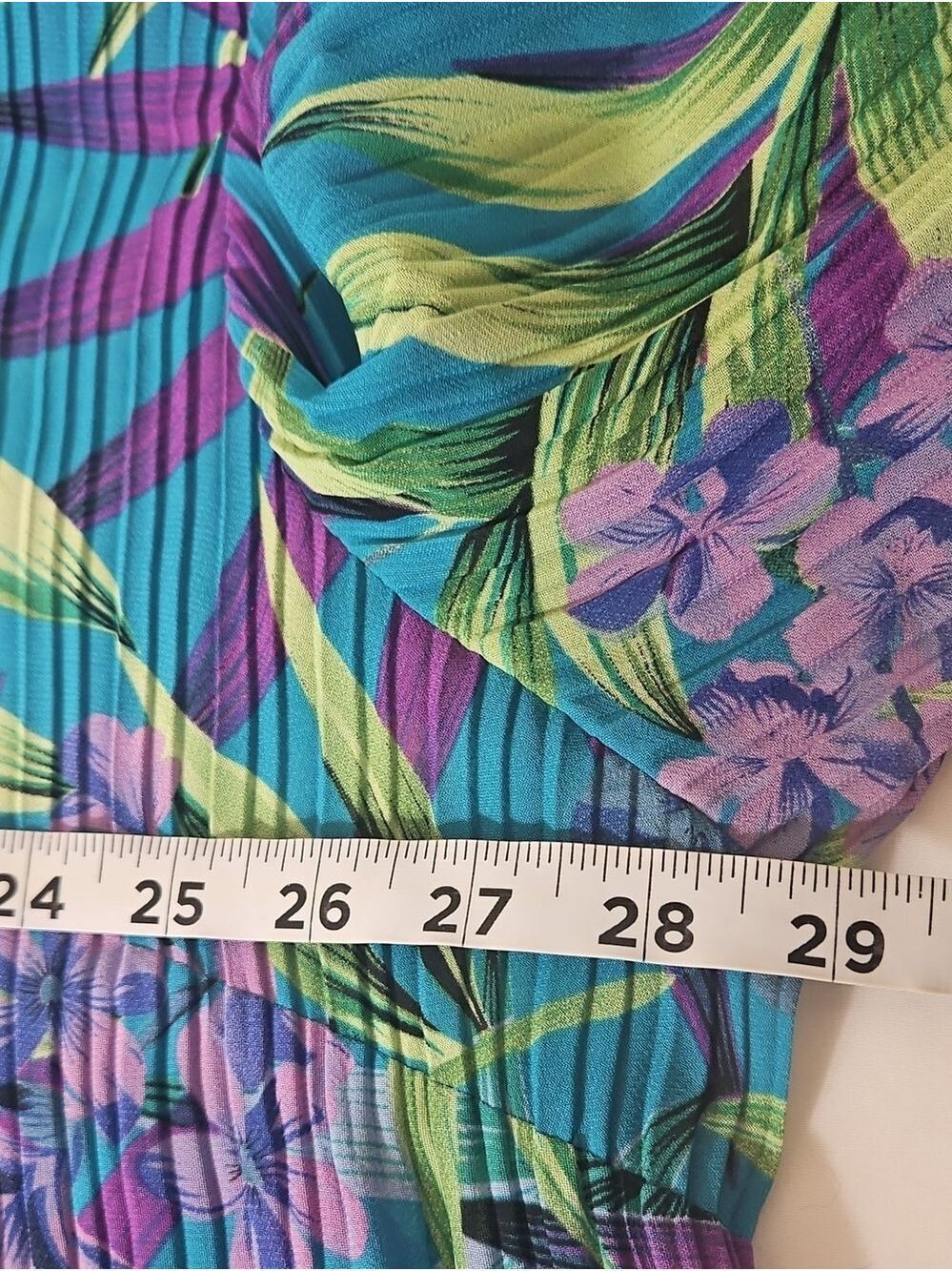 Catherines Plus Size 22-24W Teal Tropical Boho Tunic Crochet Lace Top XXL Summer - Picture 12 of 17